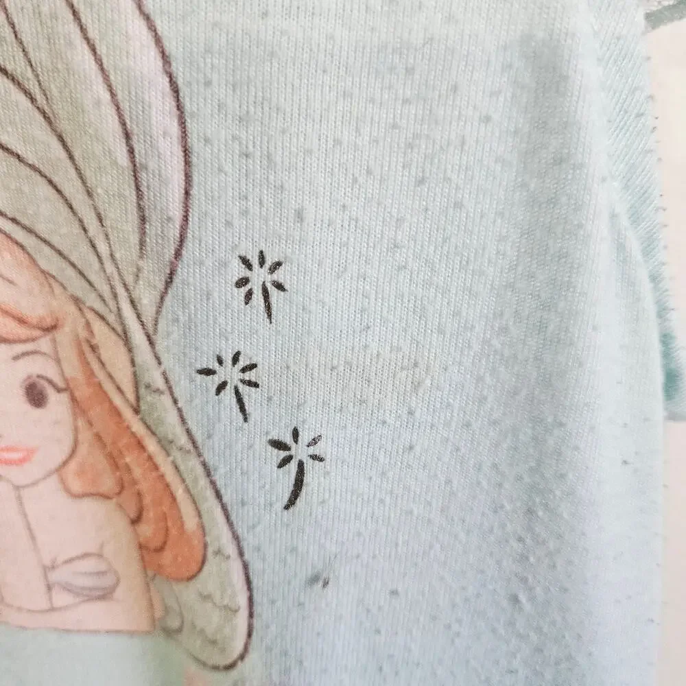 Disney Girls Size 7/8 Pajama Dress Light Blue Ariel Mermaid Princess Nightie